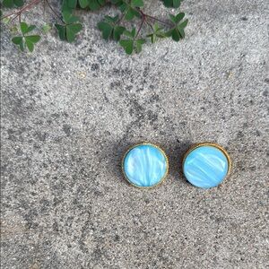 Vintage Blue and Gold, Round Clip Ons